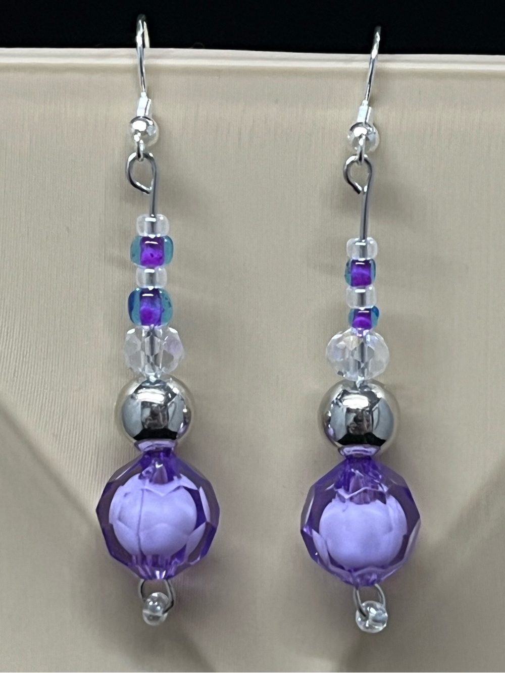 "Enchanted Violet" Hand Crafted Faceted Bead Drop Earrings